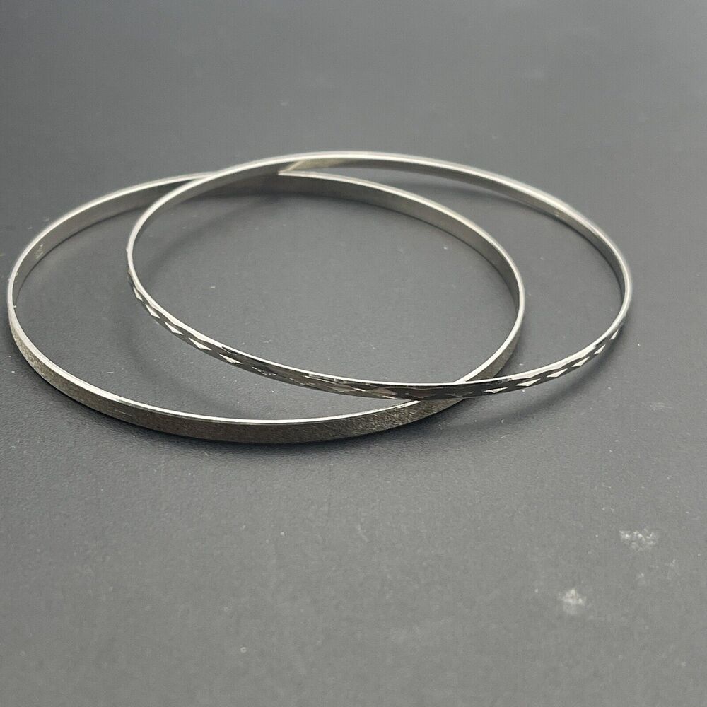 Vintage 835 Silver Bangle Stacking Bracelet Set 8… - image 1